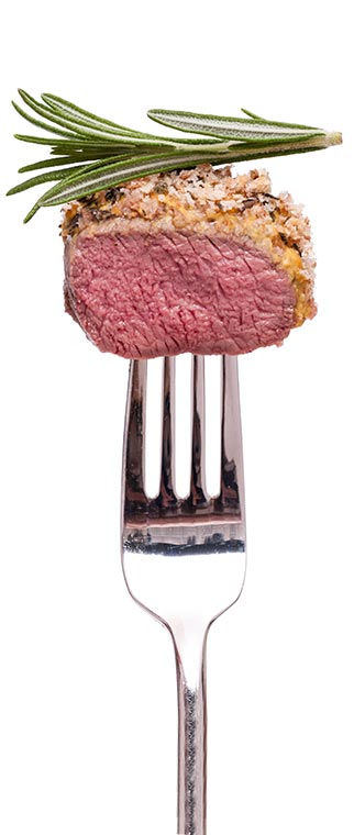 Fleisch auf einer Gabel